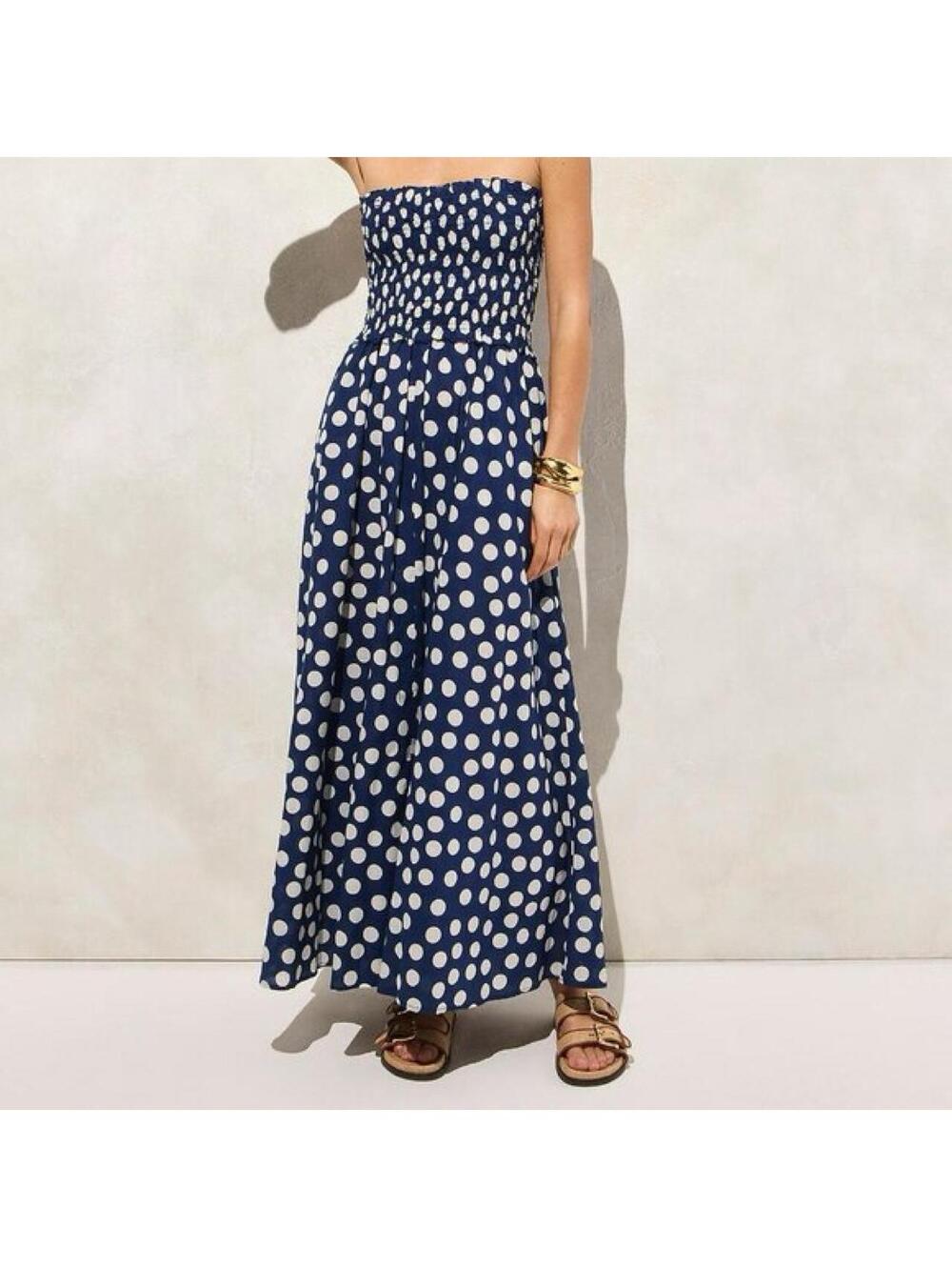 JCrew smacked white and blue polka dot maxi dress in size M #polkadot #maxi